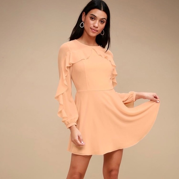 Lulus Dresses & Skirts - Lulus Doll-Like Ruffle Long Sleeve Skater Dress